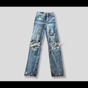Zara High Waisted Distressed Jeans